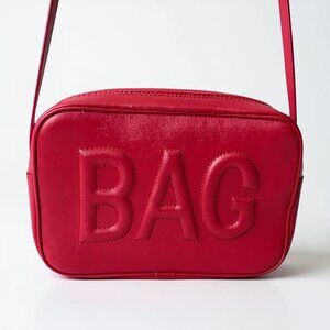 Le Snob Lipstick Red Leather Embossed “LE BAG” Shoulder Bag Crossbody